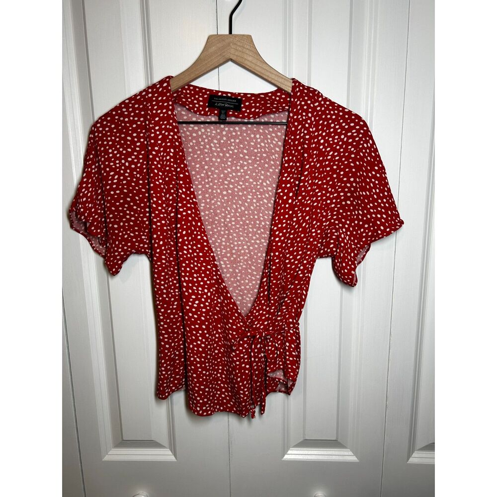 & Other Stories Red / Orange Polka Dot Wrap Blouse - Size 0